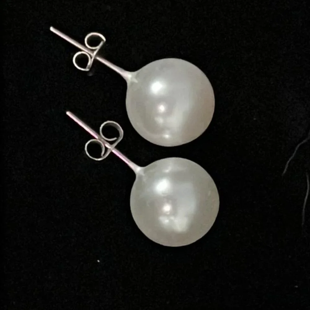 12 mm Faux Pearl Earrings - Picture 2 of 2